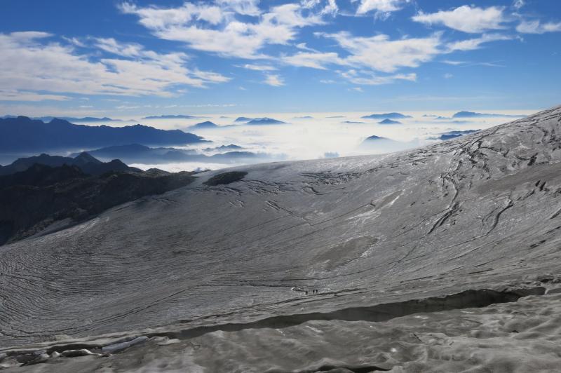 il ghiacciaio attraversato per salire al Cavento dal rifugio Carè Alto