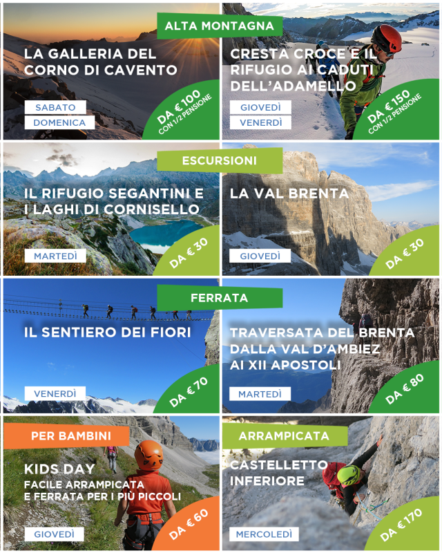 programma estate mountain friends guide alpine pinzolo madonna di campiglio